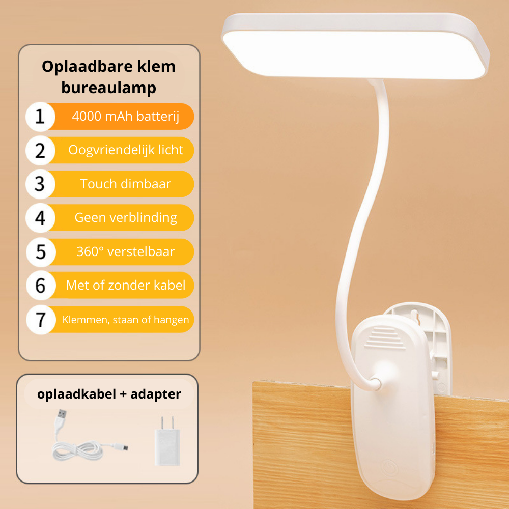 Beam™ | Oplaadbare klem bureaulamp